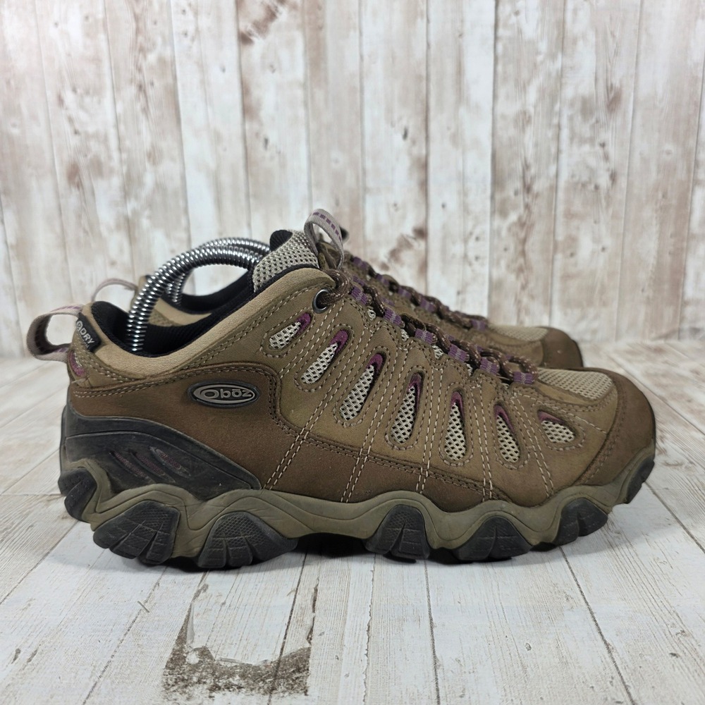 Oboz Sawtooth Low B-Dry Waterproof Hiking Shoes Womens 10 Brown Purple‎ Trail